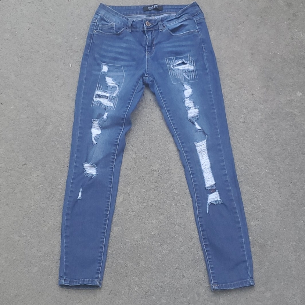 RELISTED Wax Jeans los Angeles destroyed skinny - Picture 1 of 6